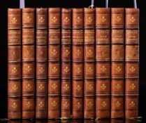BINDINGS : Longfellow, Henry, Poetical Works, 3 vols, quarter brown morocco, 8vo, no title-page,