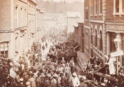 EXETER GUILD HALL : Large framed photograph, 570 x 420 mm, in bevelled oak frame, c1900.