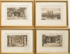 MANSELL, HUNT, CATTY & Co : Six Etchings - Tower of London and a print of Windsor Castle.