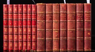 BINDINGS : Tennyson, Poetical Works, 7 vols, quarter red morocco, small 8vo, (no title-page),