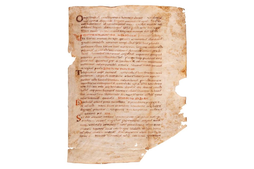 Leaf from a Sacramentary or Ritual, in Latin, decorated manuscript on parchment [probably France - Image 2 of 2