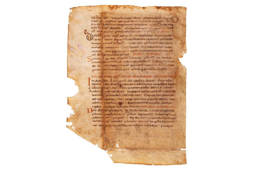 Leaf from a Sacramentary or Ritual, in Latin, decorated manuscript on parchment [probably France - Image 1 of 2