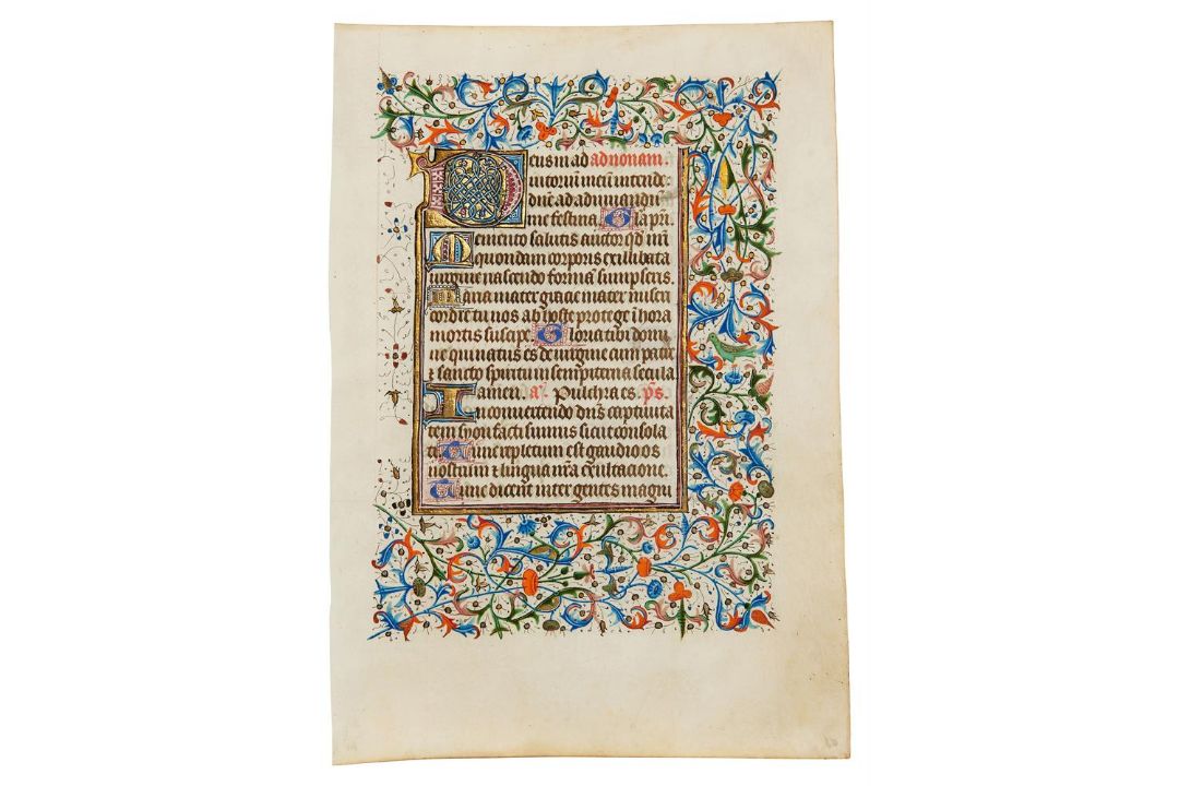 Two leaves from an opulently illuminated Book of Hours, Use of Rome, in Latin, manuscript on parc - Image 3 of 4