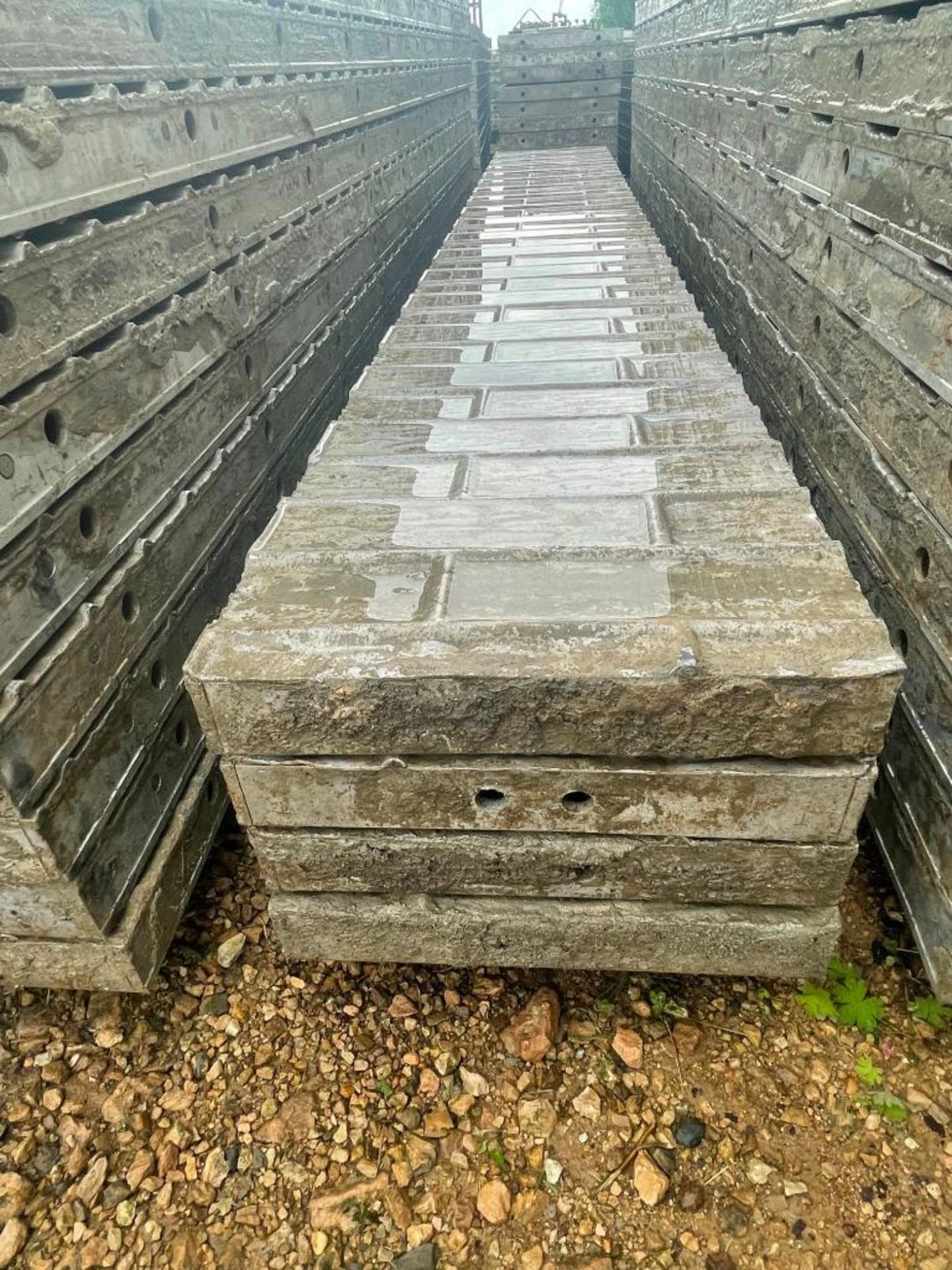 (4) 14" x 9' Wall-Ties Textured Brick Aluminum Concrete Forms 6-12 Hole Pattern. Located in Lake Cry - Image 3 of 4