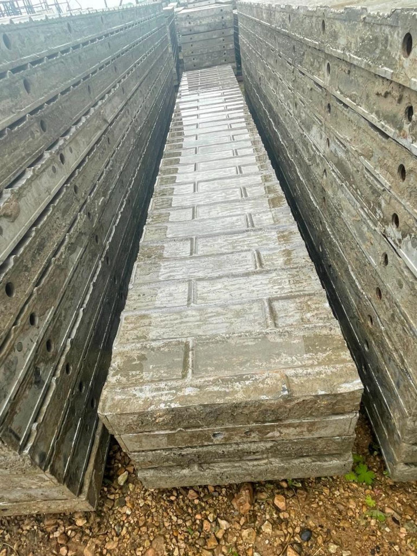 (4) 14" x 9' Wall-Ties Textured Brick Aluminum Concrete Forms 6-12 Hole Pattern. Located in Lake Cry - Image 4 of 4