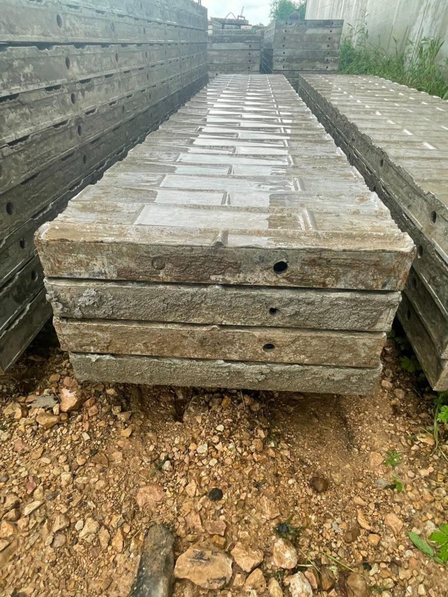 (4) 18" x 9' Wall-Ties Textured Brick Aluminum Concrete Forms 6-12 Hole Pattern. Located in Lake Cry - Image 3 of 4
