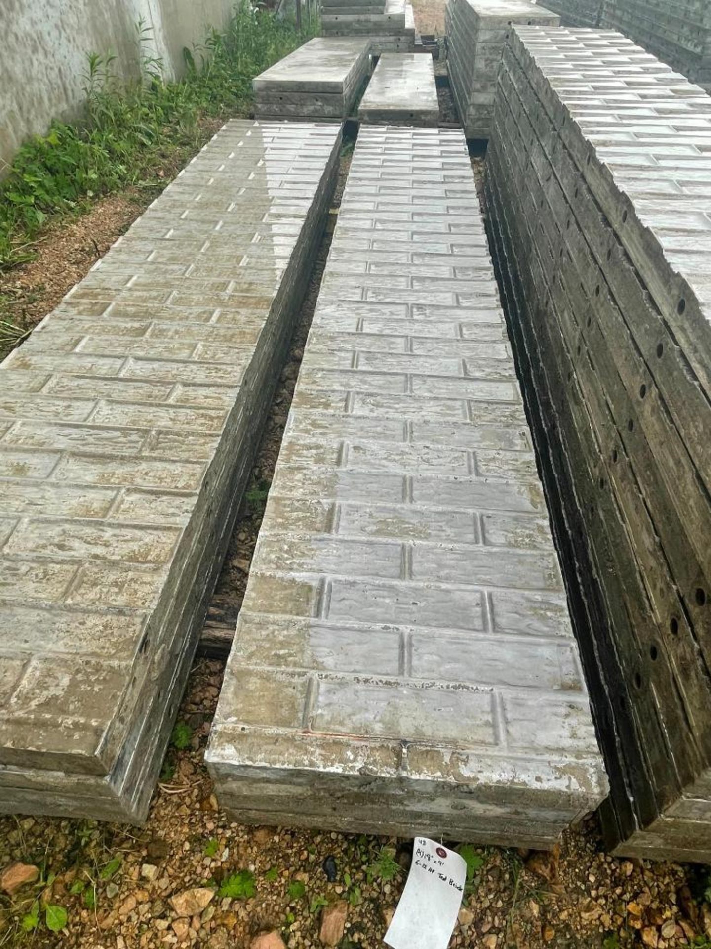 (4) 18" x 9' Wall-Ties Textured Brick Aluminum Concrete Forms 6-12 Hole Pattern. Located in Lake Cry - Image 2 of 4
