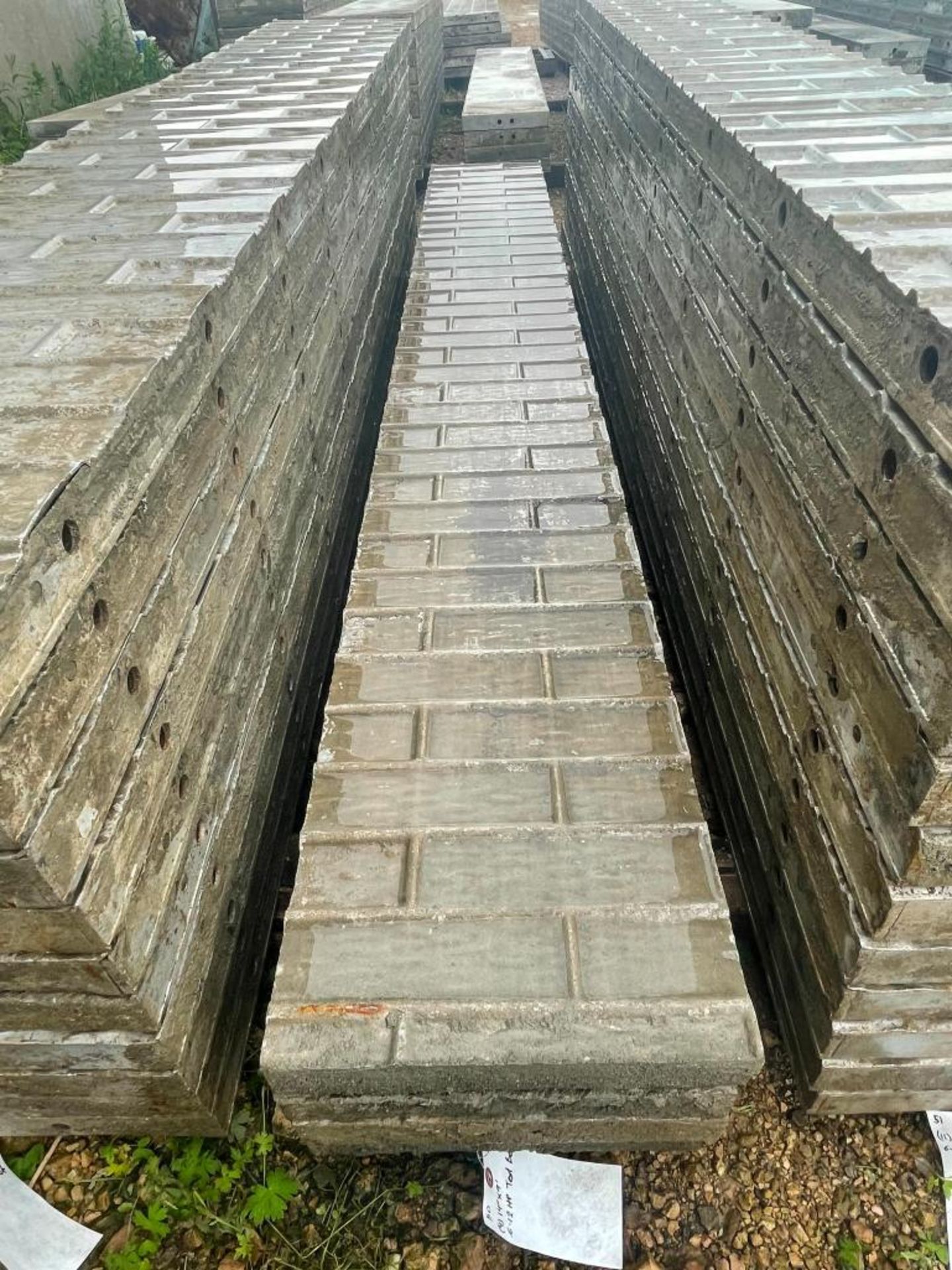 (4) 14" x 9' Wall-Ties Textured Brick Aluminum Concrete Forms 6-12 Hole Pattern. Located in Lake Cry - Image 2 of 4