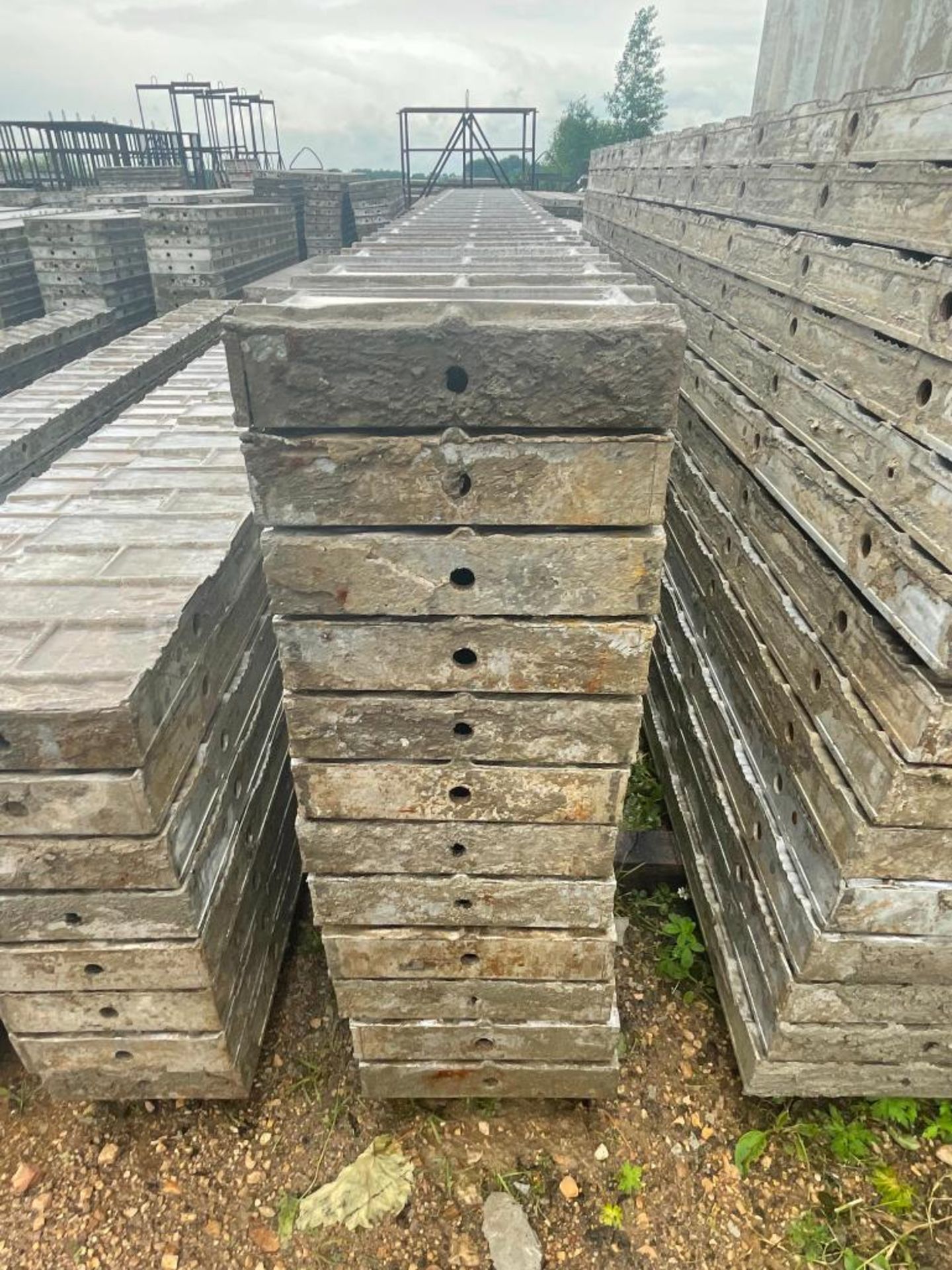 (12) 10" x 9' Wall-Ties Textured Brick Aluminum Concrete Forms 6-12 Hole Pattern. Located in Lake Cr - Image 2 of 3