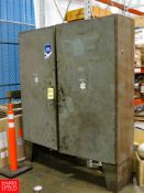 Metal 2-Door Vertical Storage Cabinet with Contents to Include: Photo Eyes, Light Bulbs, Exit Signs,