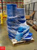 Pallet of Blue Poly Cans Rigging Fee: $100