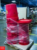 Pallet of Red Poly Cans Rigging Fee: $100