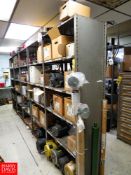 Metal Shelving with Contents to Include: Assorted Motors, Protopak Parts, Gear Box, Assorted Belts