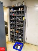 Metal Shelving Rack with Contens to Include: Gears, Pulleys, Air Filters, Assorted Spare Parts