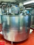 500 Gallon Dual Hinged-Lid Jacketed S/S Vat Pasteurizer (Vat # 4), with Vertical Agitation, S/S Leak