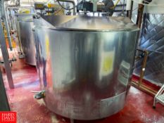 500 Gallon Dual Hinged-Lid Jacketed S/S Vat Pasteurizer (Vat # 6), with Vertical Agitation, S/S Leak