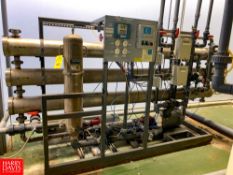 Osmonics 40 GPM 3-Tube Reverse Osmosis System Model: E-8-57K-DLX, S/N: 01-1202284-04, with Tank