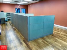 Office Cubicles, Decks, Chairs, Lateral File Cabinets, Monitors, Heaters, And Copier Locted In Front