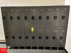 6-Section Uline Lockers with Locks, Section Dimenions = 3' Length x 78