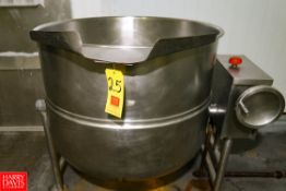 2013 Cleveland 100 Gallon S/S Jacketed Tilting Kettle Model: KDL-100-T S/N: 130823059480. Rigging