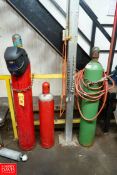 Gas Cylinders (2) Nitrogen Carbon Dioxide, (1) Oxygen, (2) Acetylene, with Torch Hose & Torch.