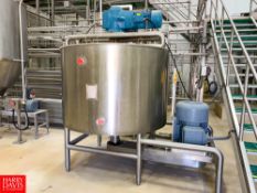 500 Gallon S/S Jacketed Likwifier Model: LIK 500, S/N: 20456-2148-18-01, with 75 HP Offset Motor