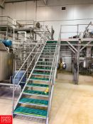 S/S Frame Prep Room Multi Level Platform, with (2) Sets Of Stairs, Grating, Legs, and Railings
