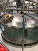2015 A&B Process Systems 3,200 Gallon Dome-Top Cone-Bottom Jacketed 316L S/S Tank, with Vertical