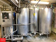 4-Tank S/S CIP System Including: (3) 300 Gallon S/S Tanks, (1) 80 Gallon S/S Tank, Centrifugal