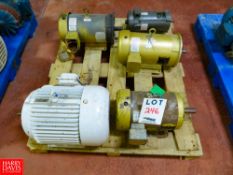 (3) BALDOR 230/460V, 575Volt, CAT #EM3611T/ CEM 3615T-5, (1) MAX MOTION Motor Model: MPP-27C-1P56,