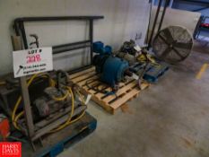 Assorted Items On The Mezzanine; Shelving, Teflon Pieces, Fan/Valves/Gear Box/Pump, Blue Part Bins/