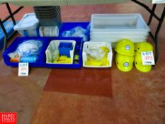 Plastic Bins, Safety Glasses, Safety Helmets, Boot Covers, Hairnets Rigging Fee: $35