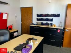 L-Shaped Desk, Lateral Files, Chair and Tables Rigging Fee: $ 100