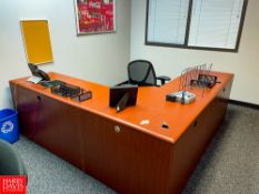 L-Shaped Desk, Lateral Files, Side Table and Chairs Rigging Fee: $ 100