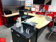 U-Shaped Office Desk, Chairs, 2 Door Cabinet and Shelf Only Rigging Fee: $ 150