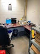 L-Shaped Desk, Chair, Gloves and Exit Signs Only (No Phone) Rigging Fee: $ 100