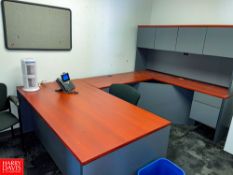 U-Shaped Office Desk, Chair, Refrigerator and Microwave Rigging Fee: $ 250