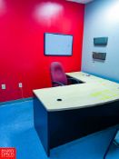 L-Shaped Desk, Chair, Book Case and White Board Rigging Fee: $ 75