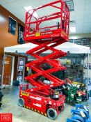 New LCMG Scissor Lift Model 100-240 VAC, S/N KI3200425, 3571 LB Cap. 19' Lift