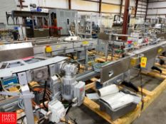 4 Sections S/S Product Conveyor with Drive, Straight Runs and 45° Burn (Subject to Bulk Bid)