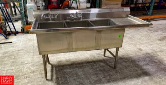 3 Bowl S/S Sink With Backsplash And Wing Location: Hayward CA Rigging Fee: $250 Rigging Fee: $ 125