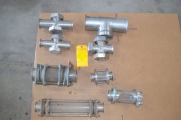 Lot of 8 S/S Sight Glasses: (3) Cross Type; (1) T Type; (4) In-Line Type. Required Loading Fee For