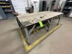 (1) STEEL WELDING TABLE WITH RIGID CLAMP, APPX 48''W X 96''L, (1) STEEL WELDING TABLE WITH VICE,