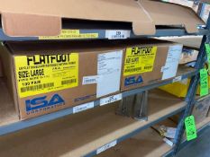 (2) BOXES (LARGE + EXTRA LARGE) FLAT FOOT LAY FLAT SHOE COVER, DISPOSAL NATURAL RUBBER (ON