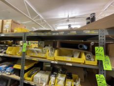 CONTENTS OF SHELF, INCLUDING ASSORTED GRACO DIAPHRAGM AND HOSE PUMP PARTS (ON SECTION 