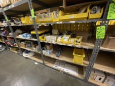 CONTENTS OF SHELVES, INCLUDING EMERGENCY RESPIRATOR, POLY TRAK RACE WAYS AND MORE (ON SECTIONS 