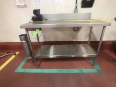 S/S TABLE WITH S/S BACKSPLASH AND S/S SHELF, APPROX. 60