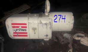 COFFING 1-Ton Electric Hoist with Pendant. (LOCATED IN IOWA, RIGGING INCLUDED WITH SALE PRICE) --