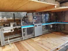 Scandia 609 over wrapper Packaging machine, S/N 1-6721, touchscreen display, heat shrink tunnel,