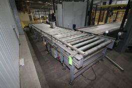 Straight Section of S/S Roller Conveyor, Overall Dims.: Aprox. 25' L x 65